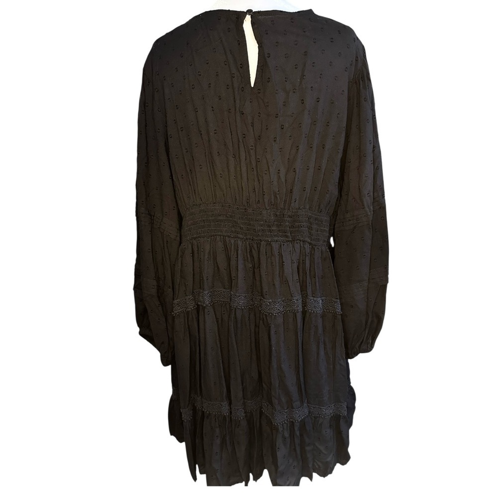 Aveology By Avenue Womens Black Tunic Top Size 16 FlaredSleeve Boho Empire Waist - Picture 3 of 9